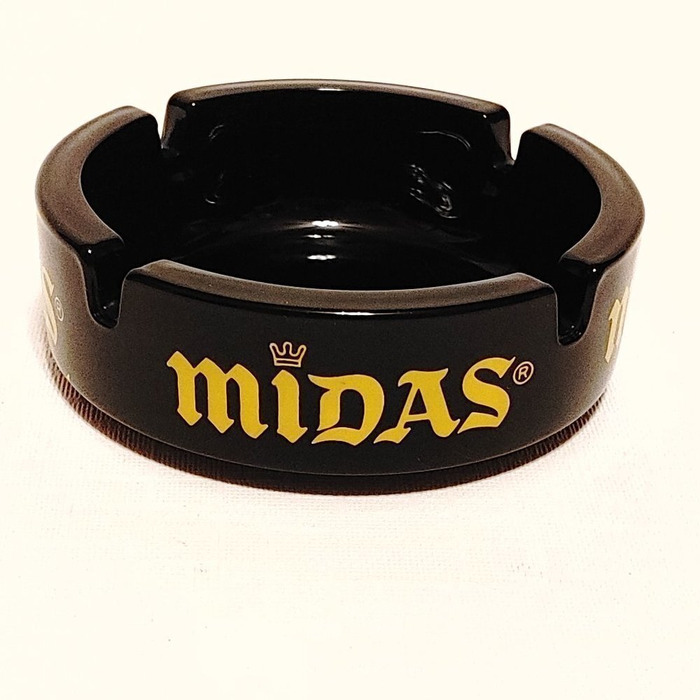 VINTAGE MIDAS Ashtray Black Milk Glass Made in France Auto Service King …